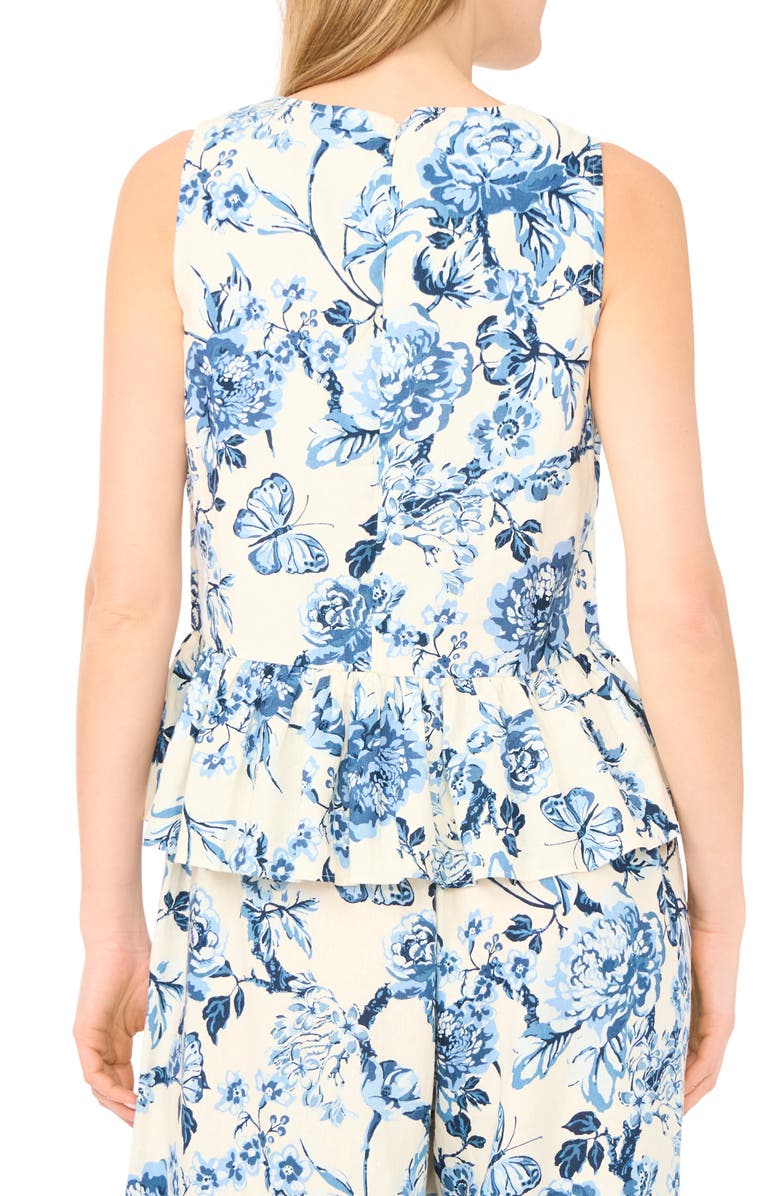 Ted Baker Print Peplum Top, Alternate, color, Vanilla Ice