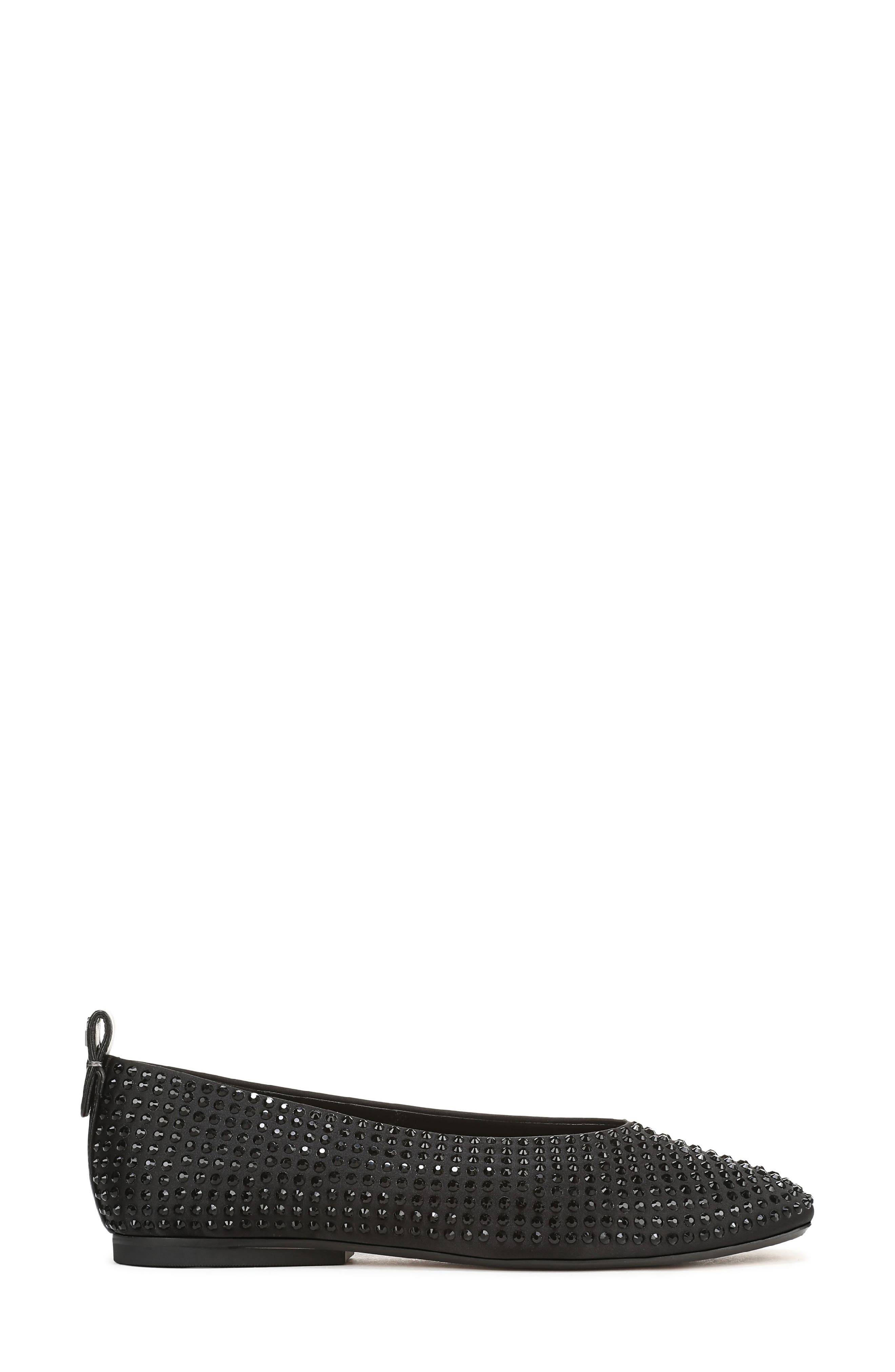 Carla Sparkle Embellished Flat, Alternate, color, BLACK/ JET
