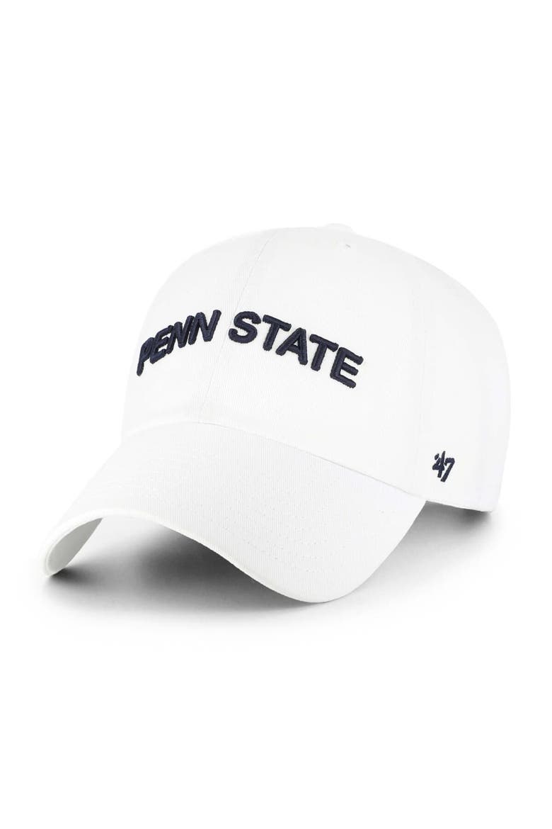 Men's '47 White Penn State Nittany Lions Clean Up Adjustable Hat, Main, color, White