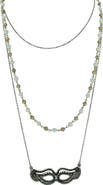 OLIVIA WELLES Triple Layer Beaded Imitation Pearl Mask Pendant Necklace