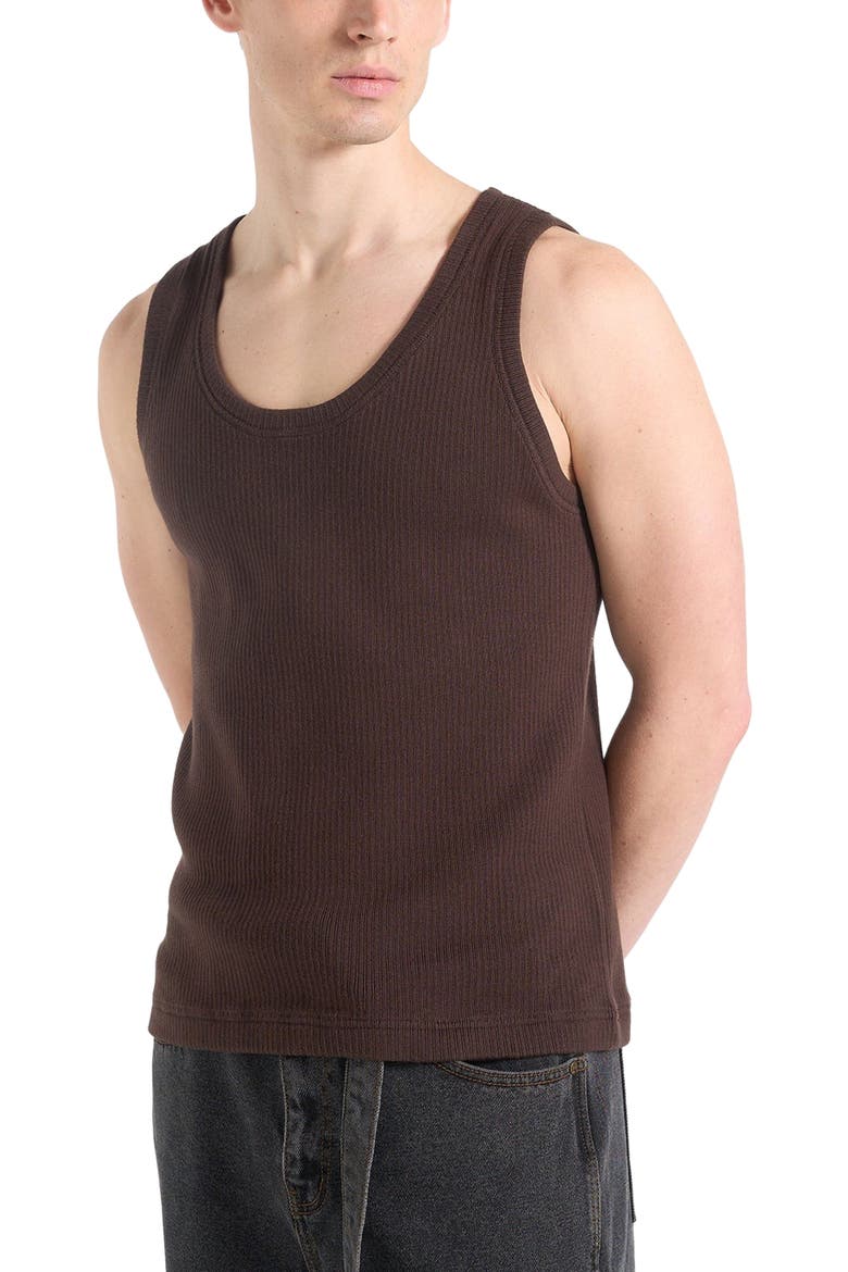 Justin Ribbed Cotton Vest, Alternate, color, Brown