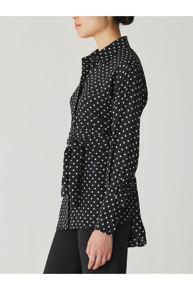 Polka Dot Silky Wrap Shirt, Alternate, color, BLACK DOT COMBO