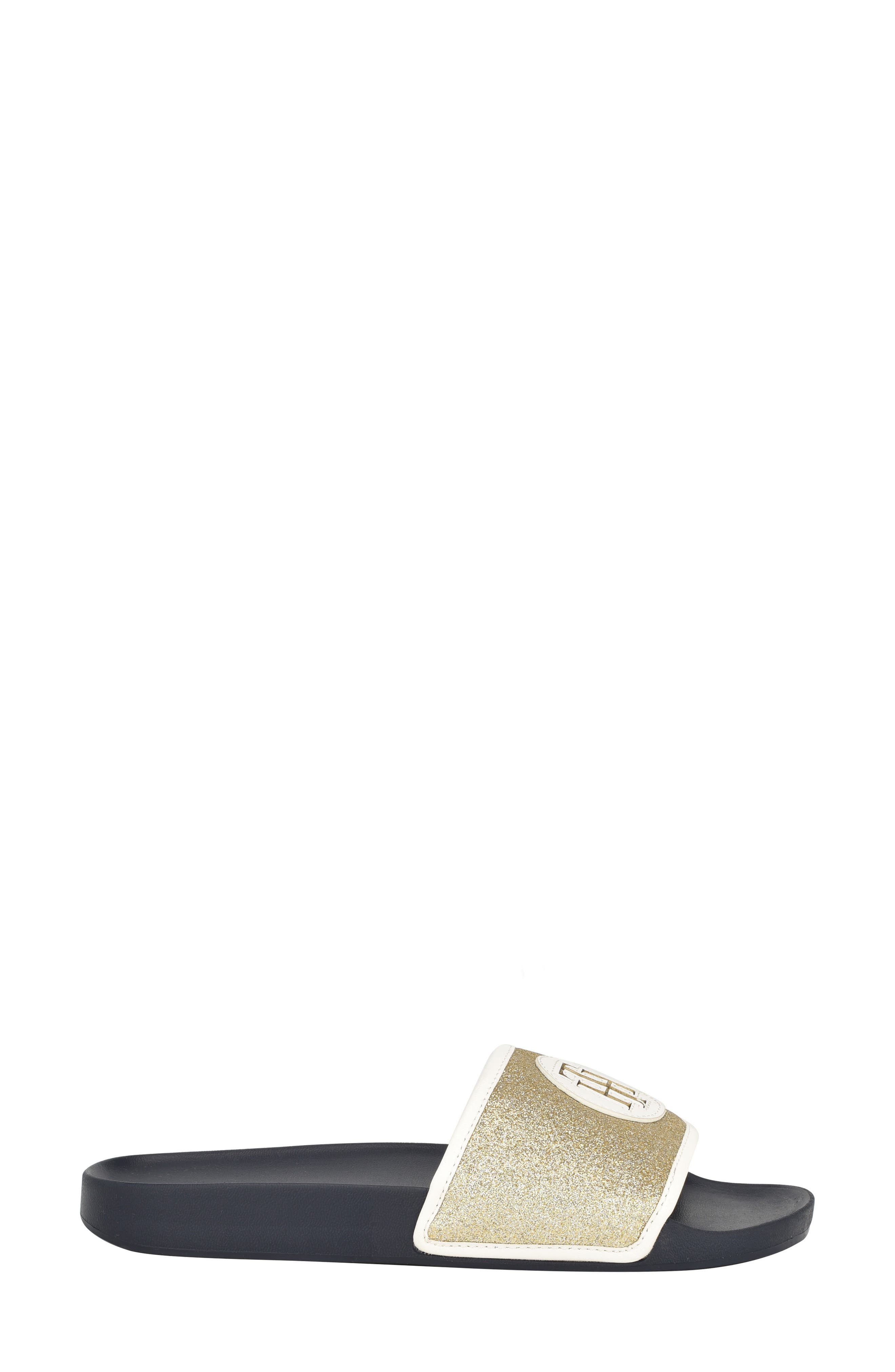 Tommy Hilfiger Glitter Slide Sandal, Alternate, color, Light Gold/ White