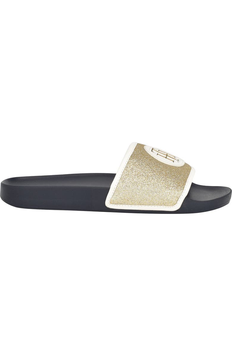 Tommy Hilfiger Glitter Slide Sandal, Alternate, color, Light Gold/ White