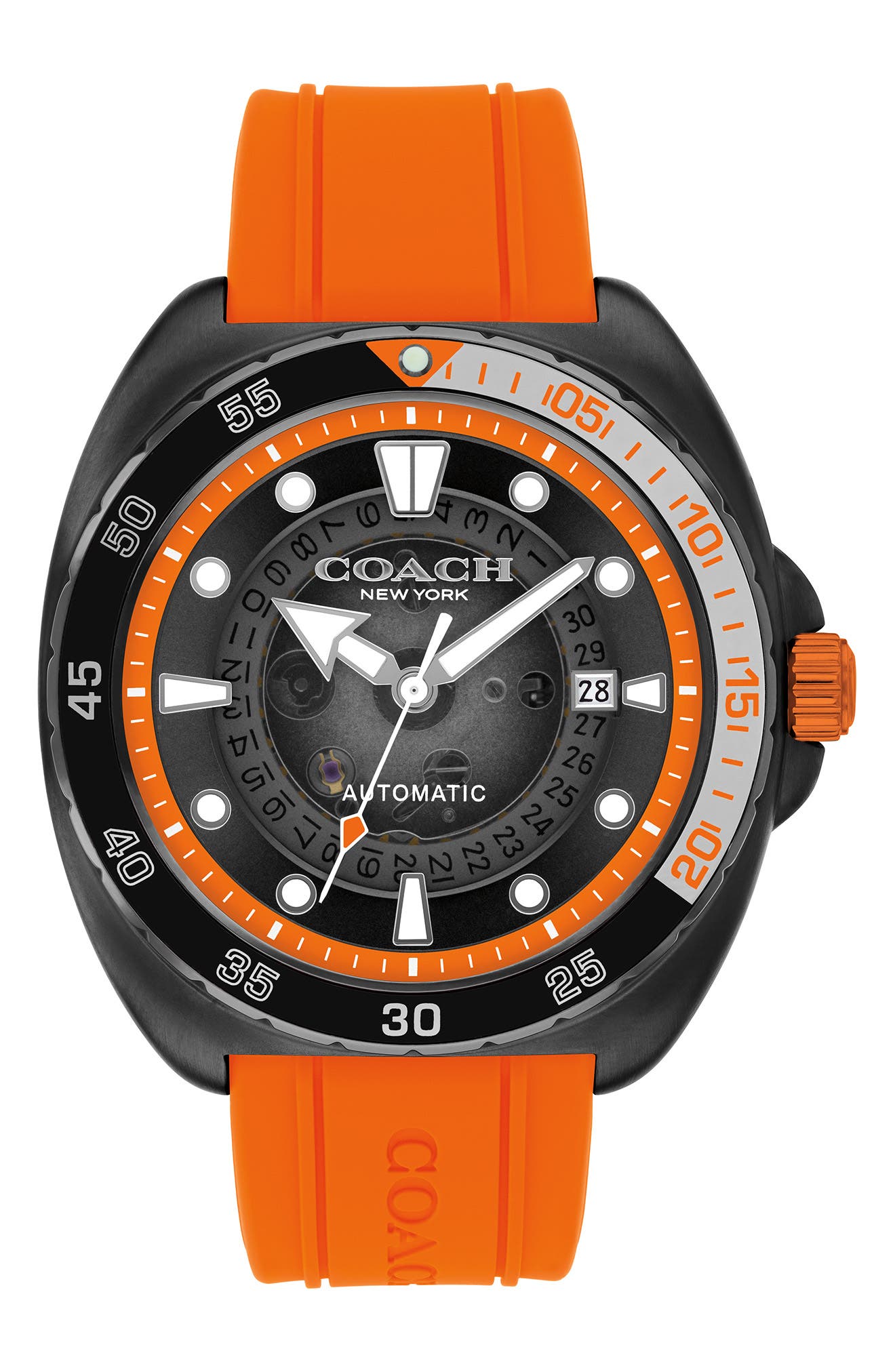 COACH Charter Silicone Strap Watch, 44.5mm