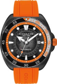 COACH Charter Silicone Strap Watch, 44.5mm