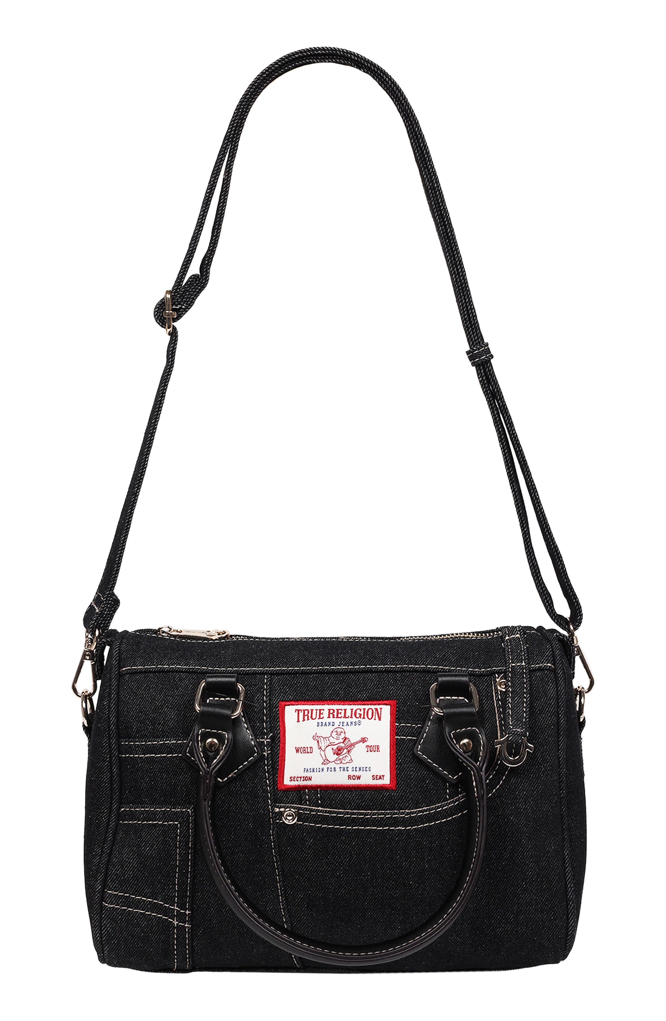 True Religion Heritage Denim Satchel Bag, Alternate, color, Black