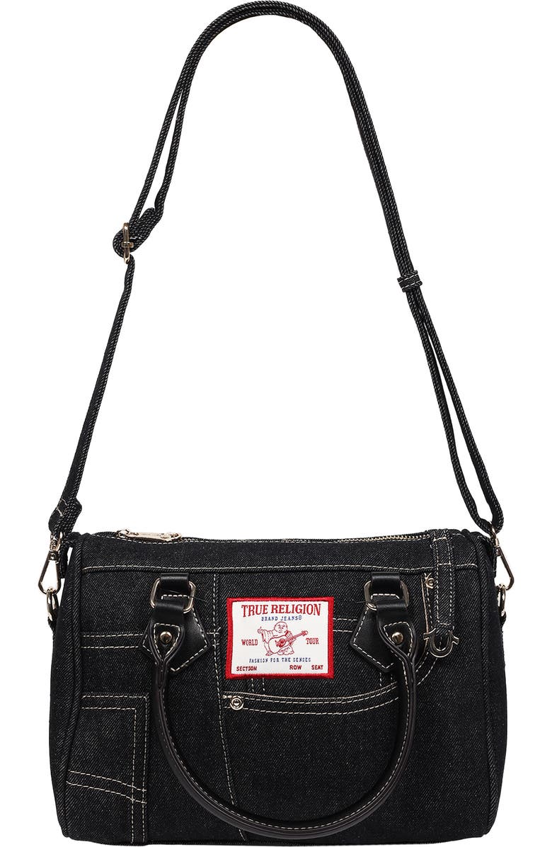 True Religion Heritage Denim Satchel Bag, Alternate, color, Black