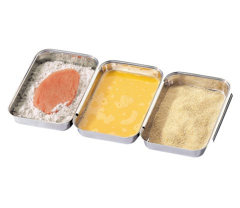 3 Piece No Mess Breading Pan Set, Stainless Steel