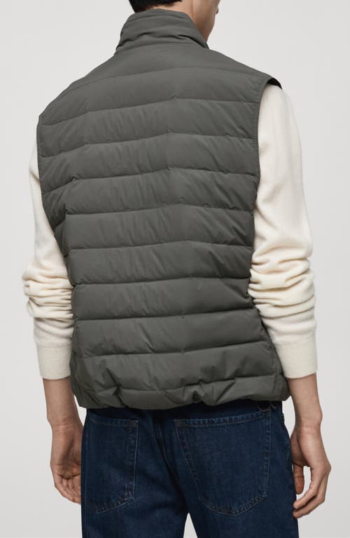 Shop Mango Quilted Down Vest In Grey