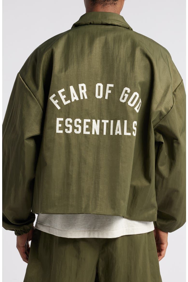 Gender Inclusive Embroidered Logo Textured Nylon Jacket, Alternate, color, MILITARY