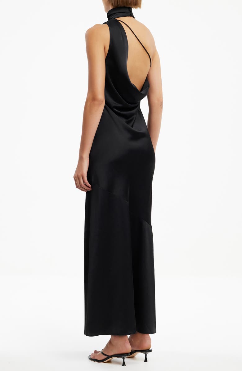 Significant Other Nadia One-Shoulder Satin Cocktail Dress, Alternate, color, Black