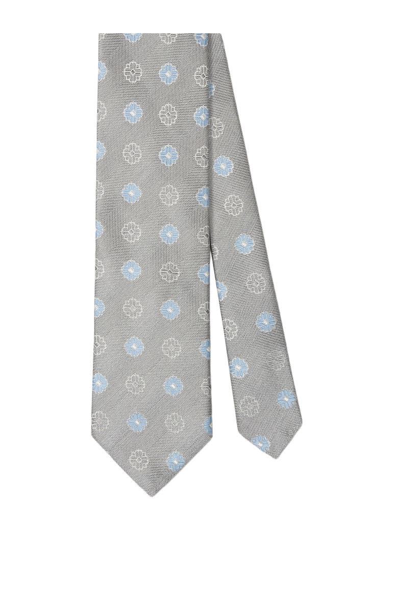 Robert Blue Flower Jacquard Best of Class Necktie, Main, color, Gray