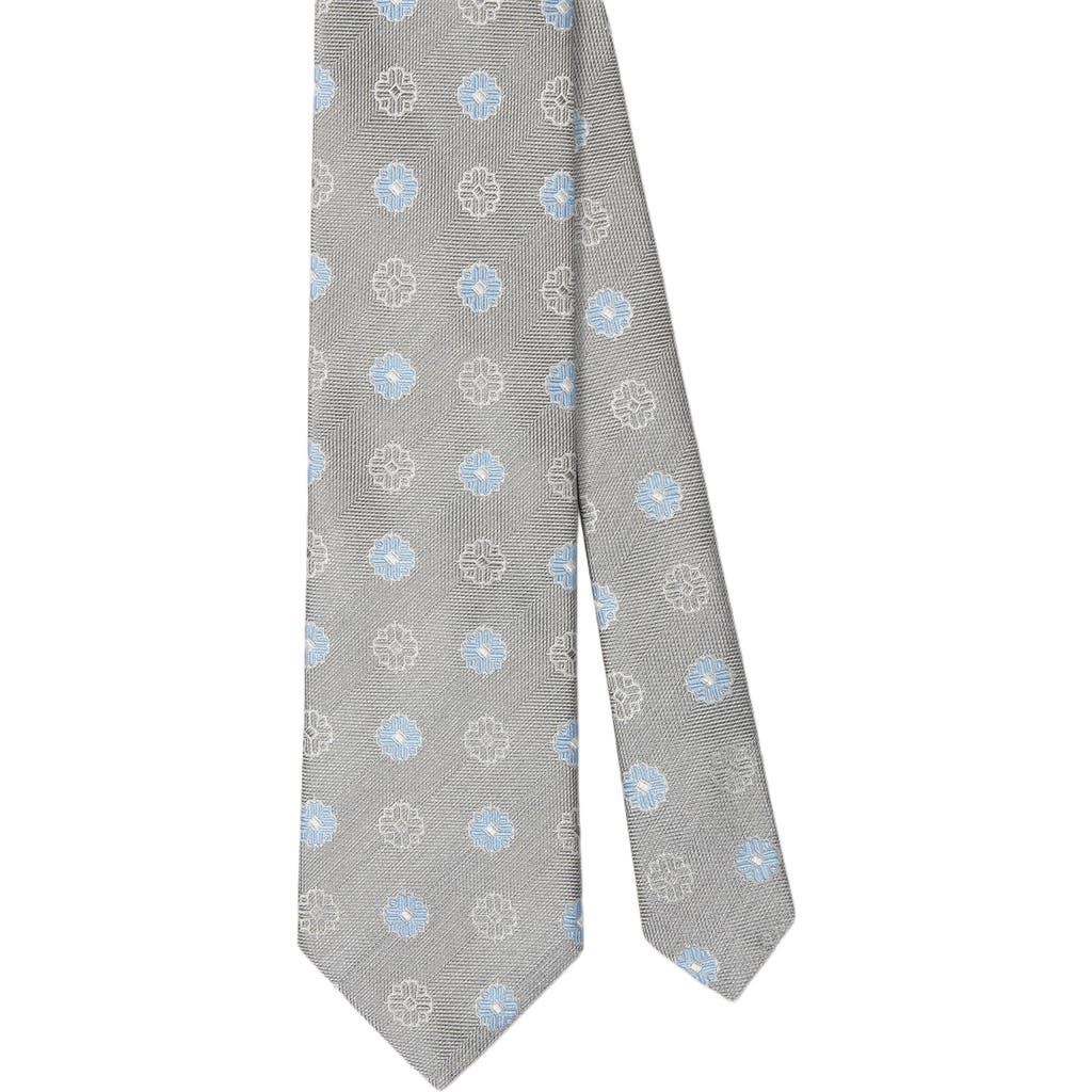 Robert Talbott Robert Blue Flower Jacquard Best Of Class Necktie In Gray