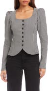 FIFTEEN TWENTY Frannie Puff Sleeve Houndstooth Top