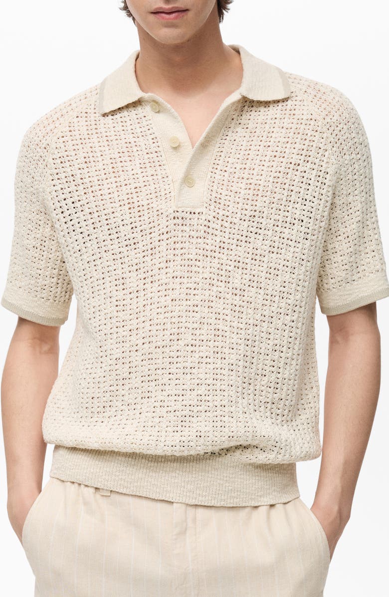 MANGO Open Stitch Cotton Polo, Main, color, 