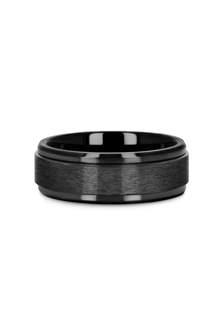 Revolve Tungsten Spinner Ring Brushed Center on Polished Base Comfort Fit, Alternate, color, Black Tungsten 8mm