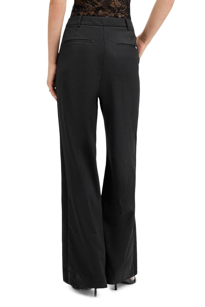 Lacey Lace Trim Flare Pants, Alternate, color, BLACK