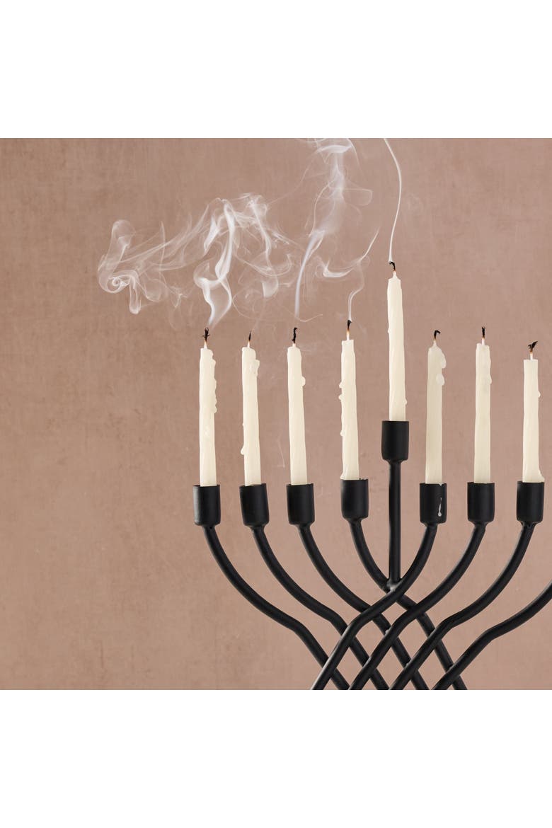 Sudaul Criss Cross Iron Menorah, Alternate, color, Black