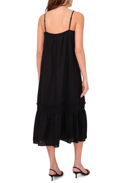Halogen ® V-neck A-line Midi Dress In Rich Black