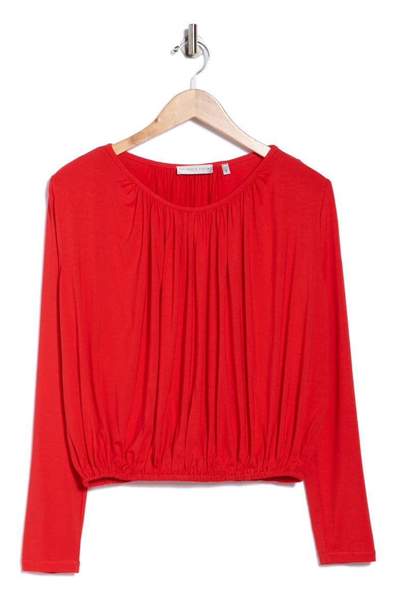 Ruched Neck Top, Alternate, color, RED