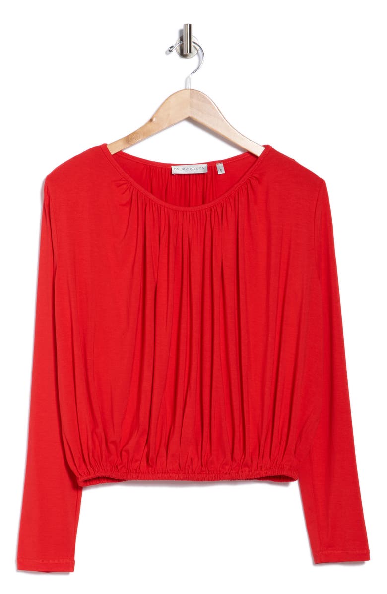 PATRIZIA LUCA Ruched Neck Top, Alternate, color, Red
