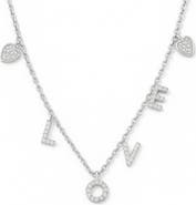 House of Frosted Elizabeth 14K White Gold Plate Sterling Silver White Topaz Love Necklace