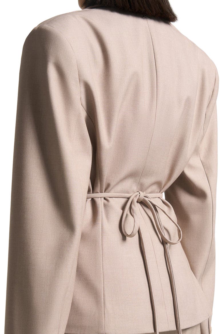 Wide Shoulder Tailored Blazer with Twin Belt, Alternate, color, Taupe