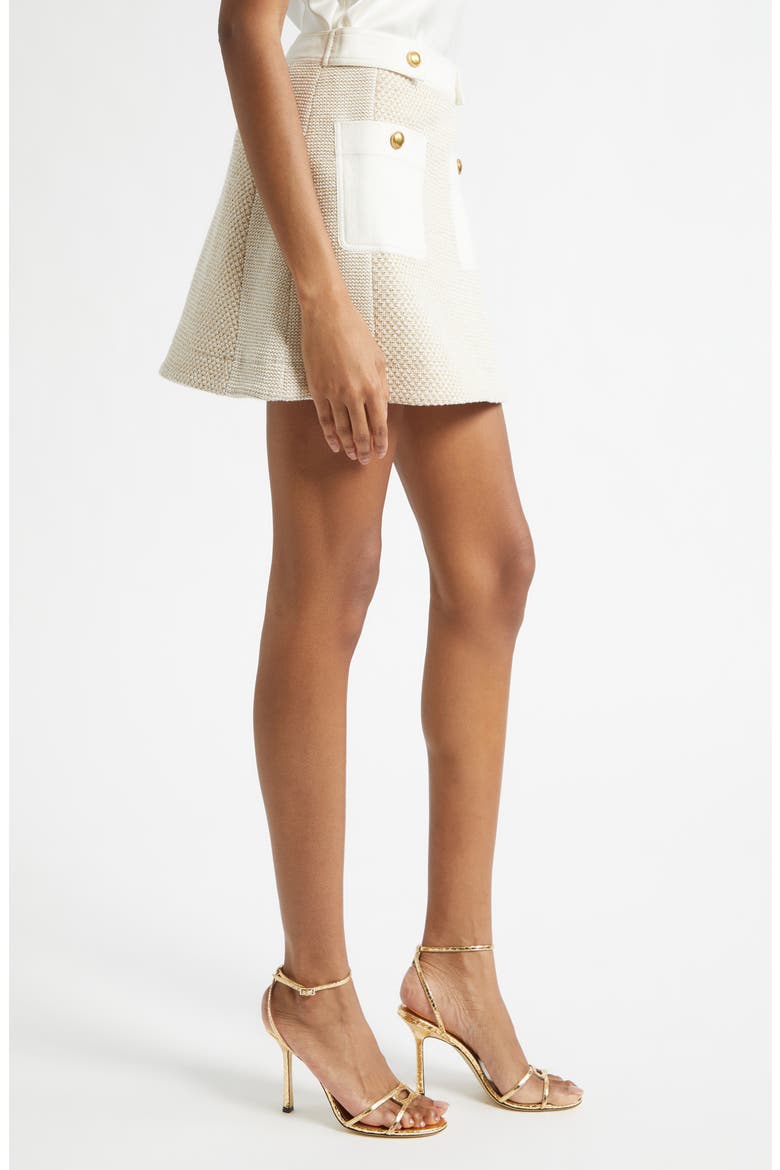 Gili Tweed Miniskirt, Alternate, color, SANDSTONE TWEED