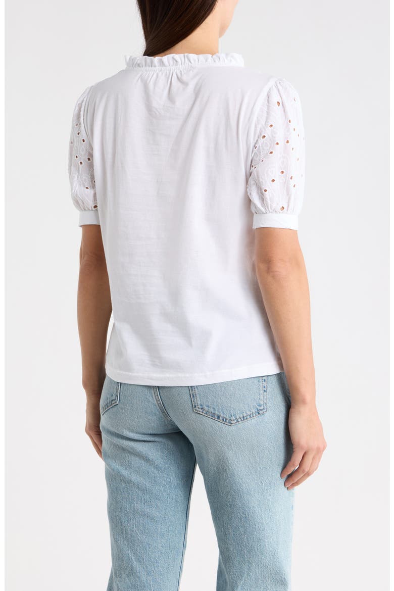 Embroidered Short Sleeve Peasant Top, Alternate, color, WHITE
