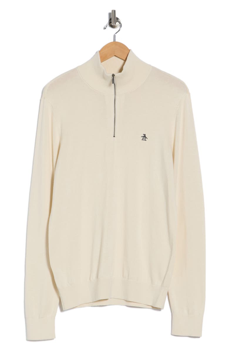 Original Penguin Half Zip Cotton Jersey Sweater, Alternate, color, Birch