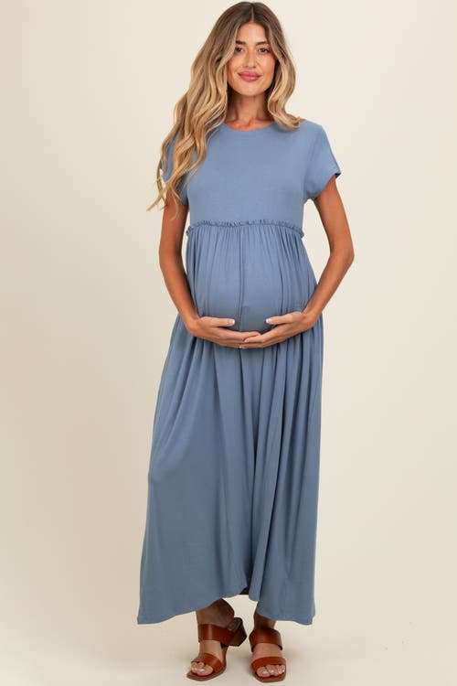 Pinkblush Ruffle Trim Maxi Dress In Blue