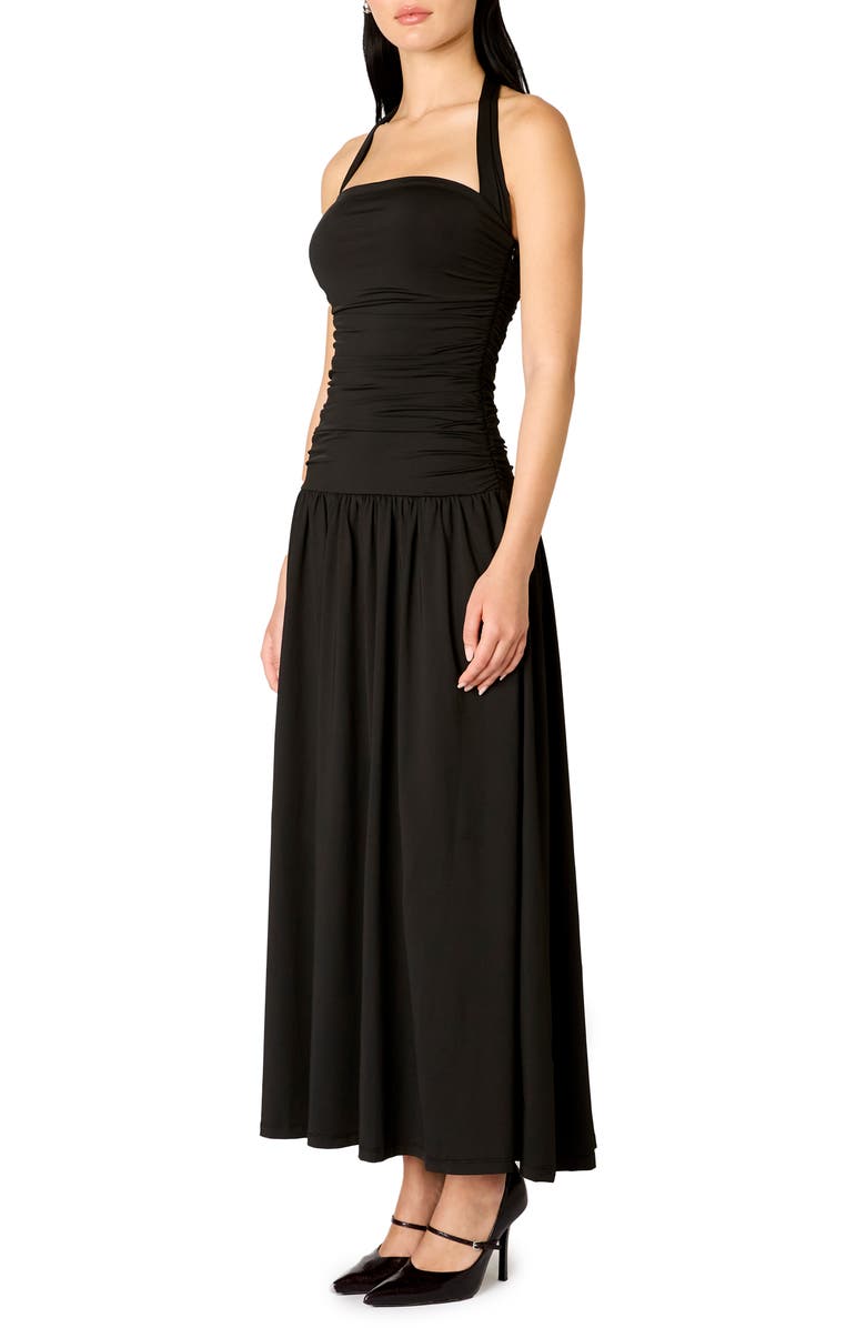 Nia Delphine Maxi Halter Dress, Alternate, color, Black