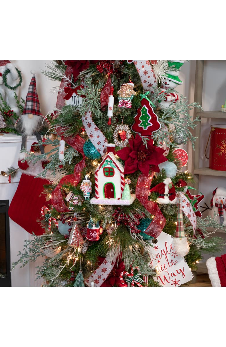 Northlight 4.5" Glittered Gingerbread House Glass Christmas Ornament, Alternate, color, 