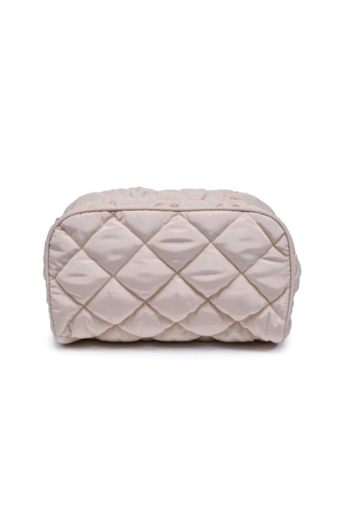 Daily Duo- Quited Puffer Cosmetic & Travel Organizer Pouch, Main, color, Cream