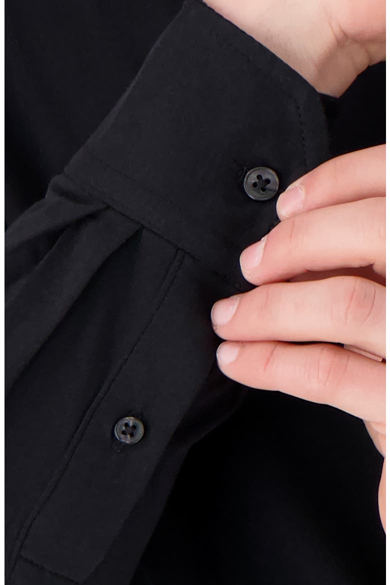 Regular Fit Solid Black Knit Cotton Dress Shirt, Alternate, color, BLACK