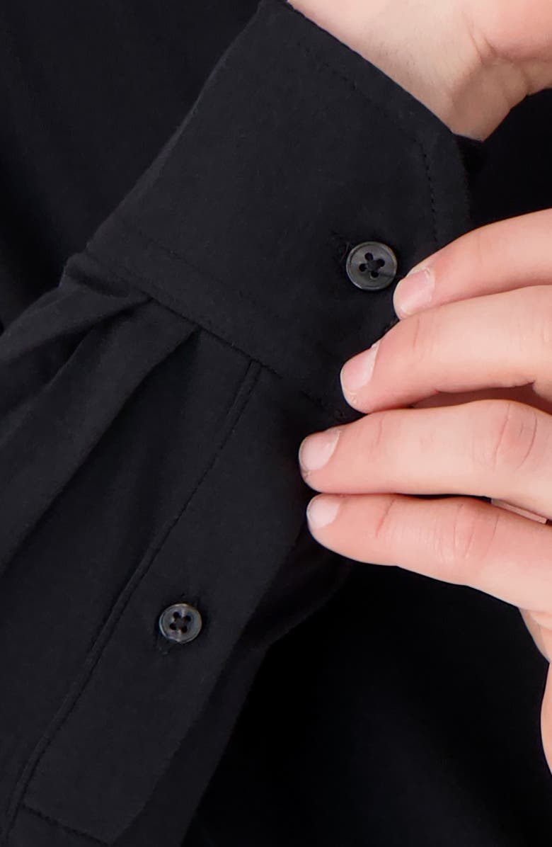 Victor Emmanuel Regular Fit Solid Black Knit Cotton Dress Shirt, Alternate, color, Black