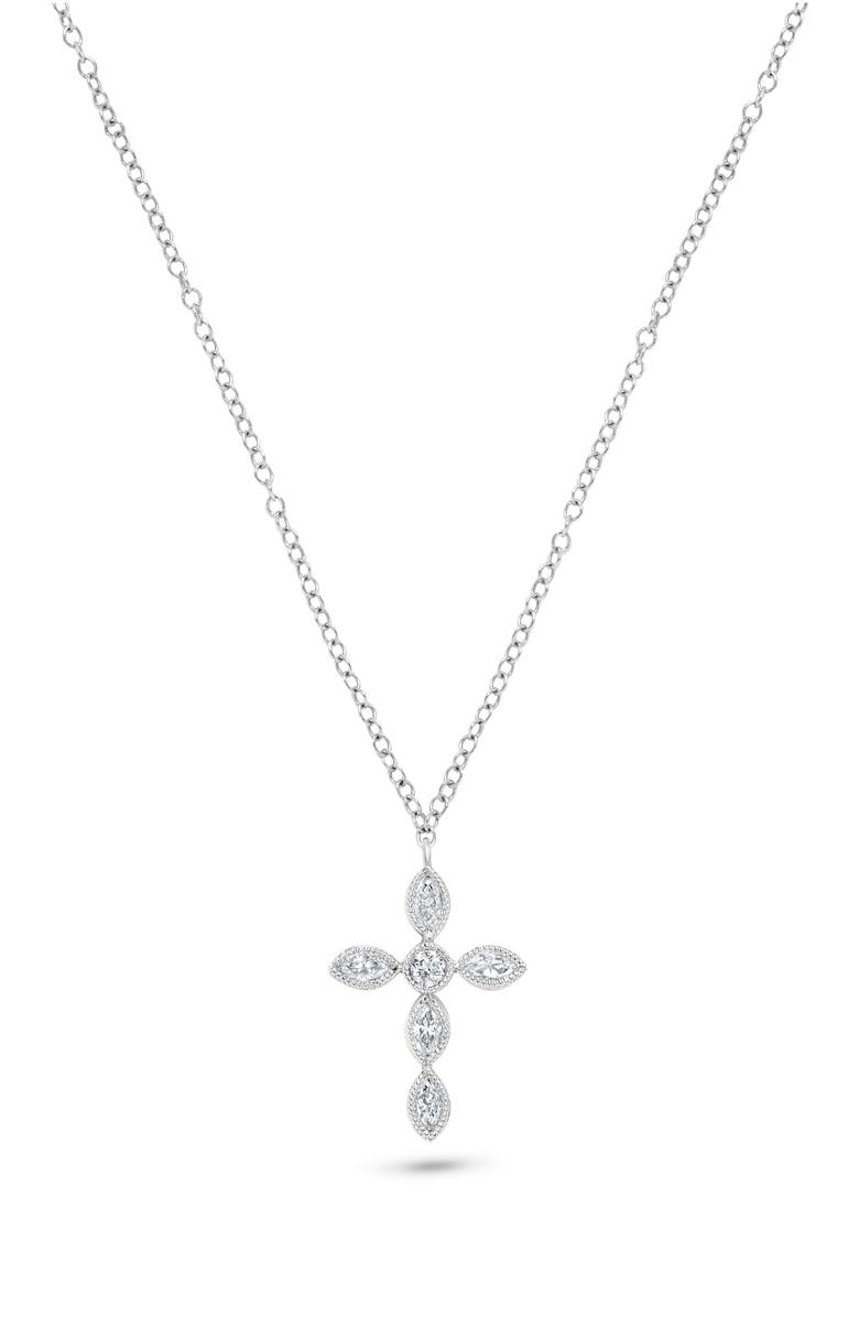 H.J. Namdar 14K Gold Diamond Cross Necklace - 0.17 ctw, Main, color, White Gold