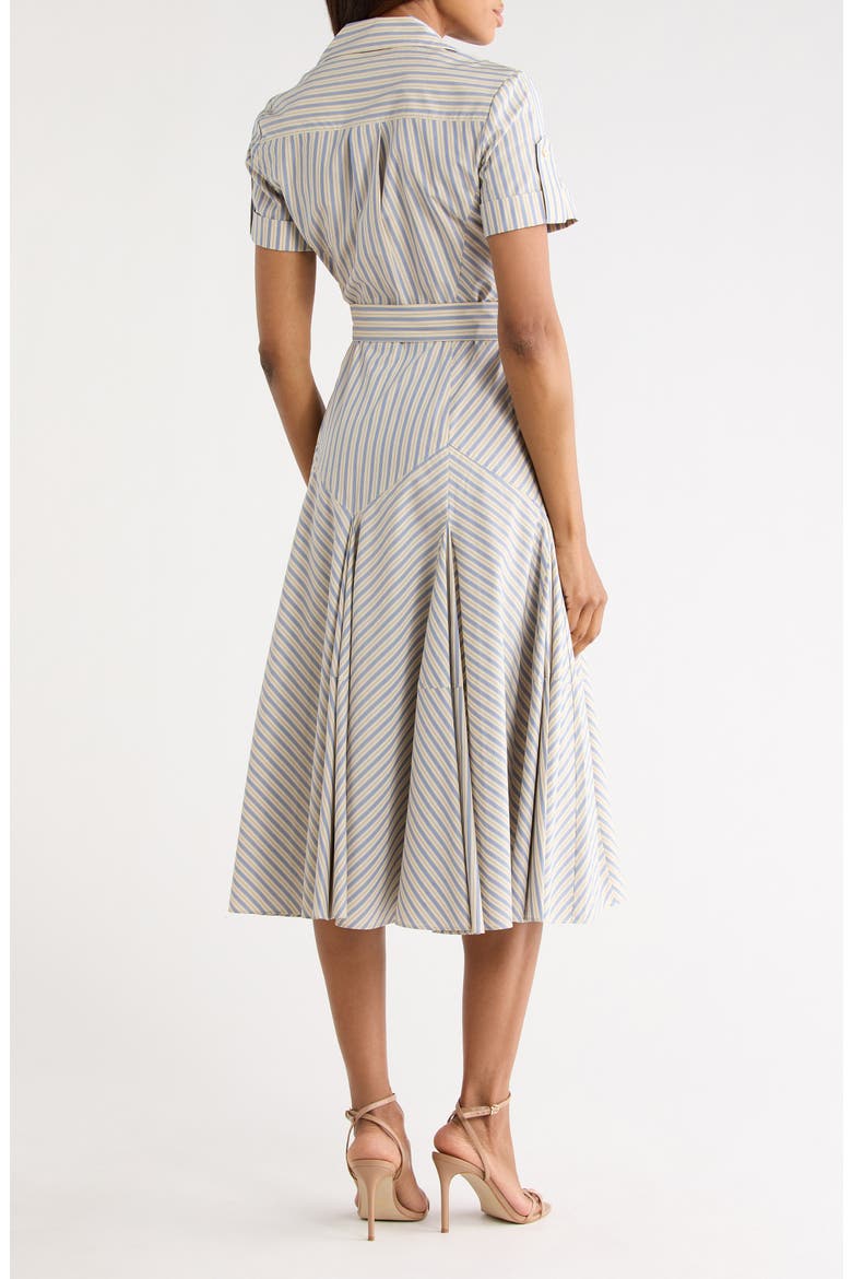 Oakley Stripe Short Sleeve Cotton Wrap Dress, Alternate, color, MISTY BLUE/ BONE STRIPE