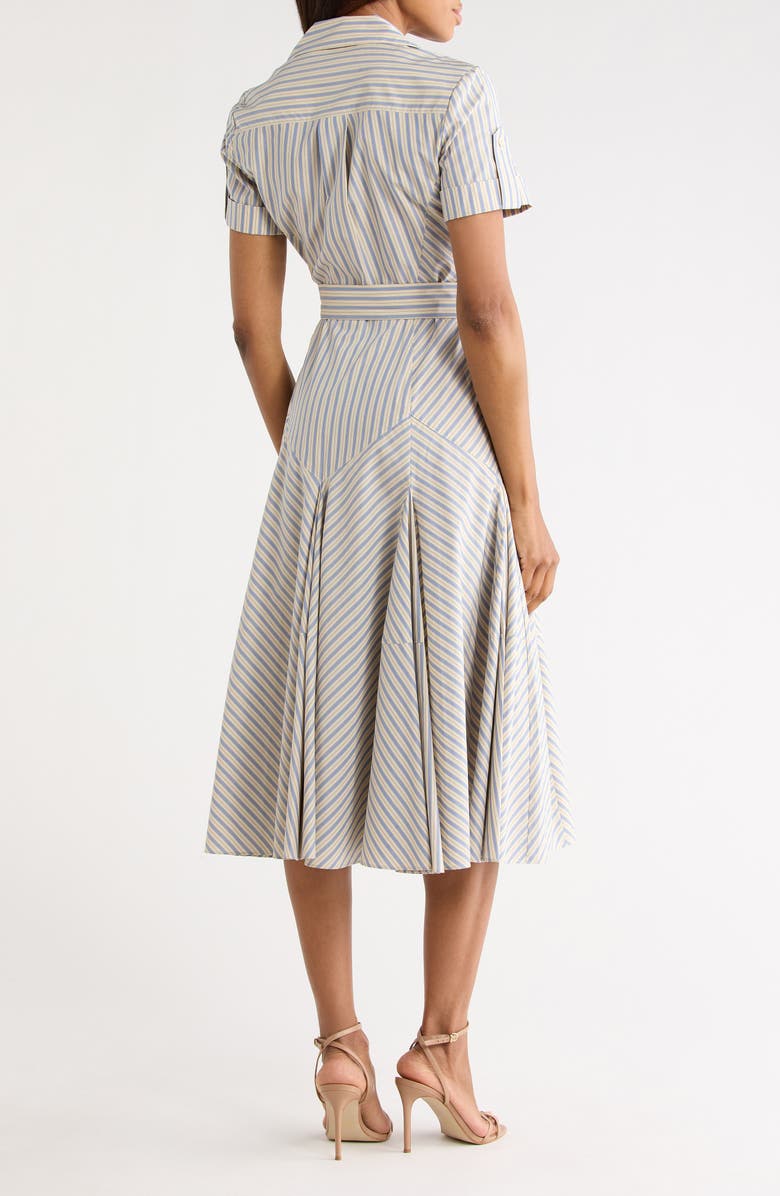 Diane von Furstenberg Oakley Stripe Short Sleeve Cotton Wrap Dress, Alternate, color, Misty Blue/ Bone Stripe