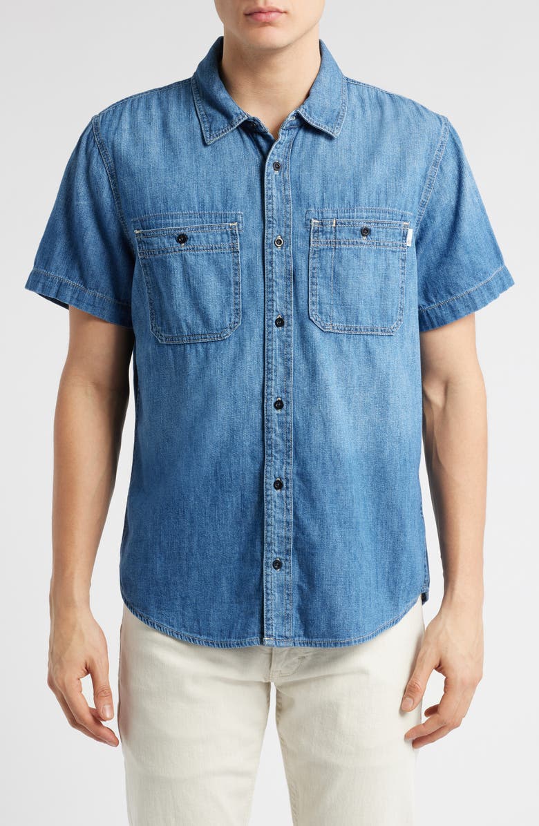AG Aiden Classic Short Sleeve Denim Button-Down Shirt, Main, color, 