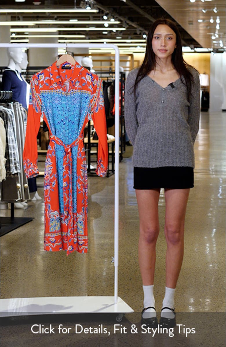 The Paulina Isle of Capri Print Long Sleeve Shirtdress, sales video thumbnail