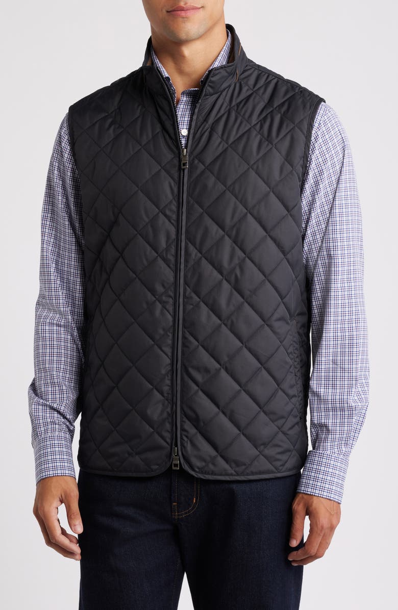 Peter Millar Essex Water Resistant Quilted Vest, Alternate, color, Black