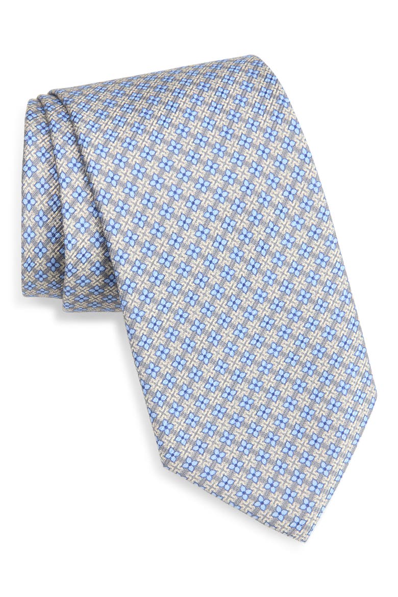 Neat Silk Tie, Main, color, GRAY