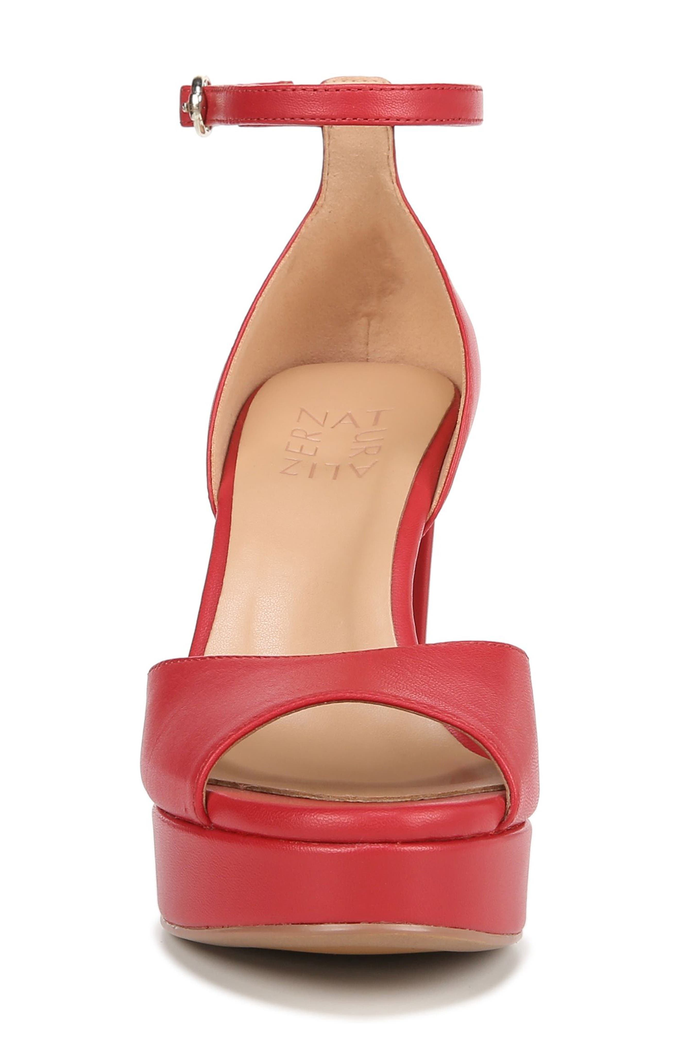 Naturalizer Melina Ankle Strap Platform Sandal, Alternate, color, Crimson Red Leather