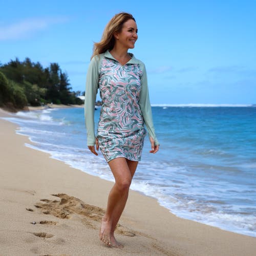 Uv Skinz Long Sleeve Quarter Zip Sun & Swim Shirt In Island Canopy