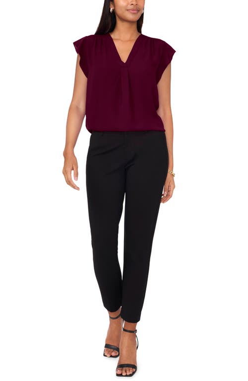 Chaus Print Flutter Sleeve Blouse In Burgundy