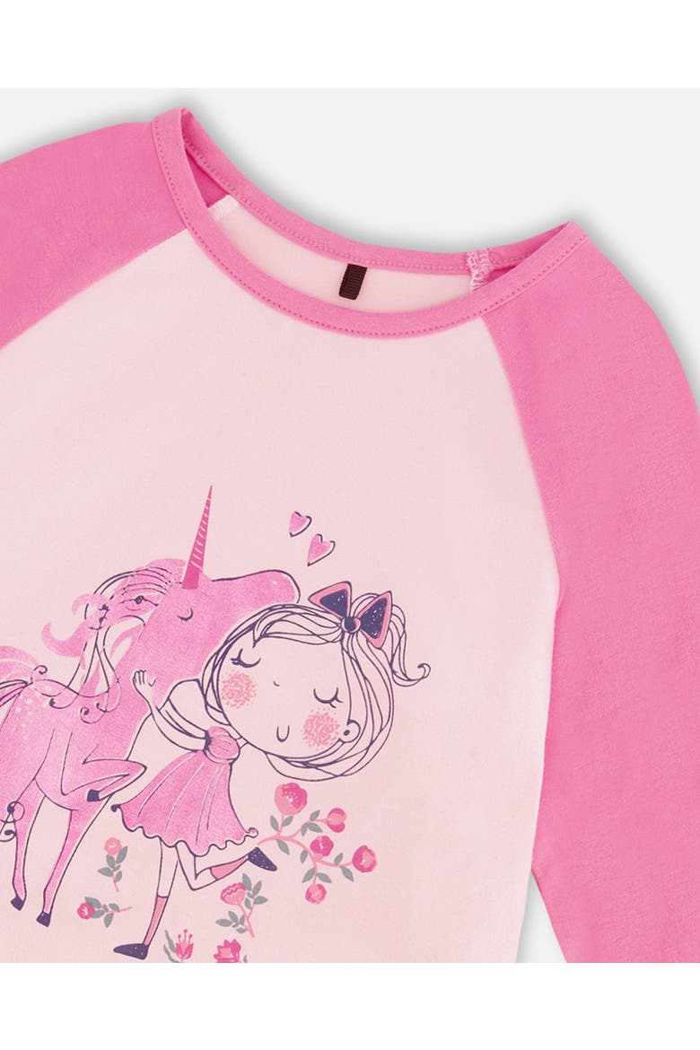 Girl's Baseball Top With Print Unicorn, Alternate, color, Crocus