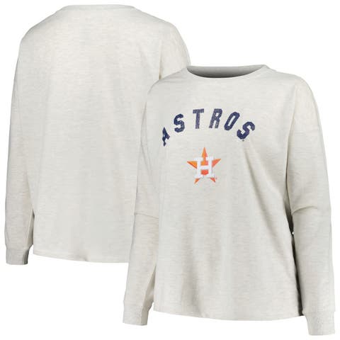 Women's Profile Oatmeal Houston Astros Plus Size French Terry Pullover Sweatshirt