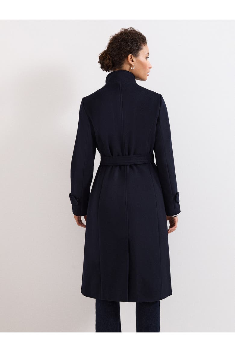 Belted Funnel Collar Coat, Alternate, color, Navy
